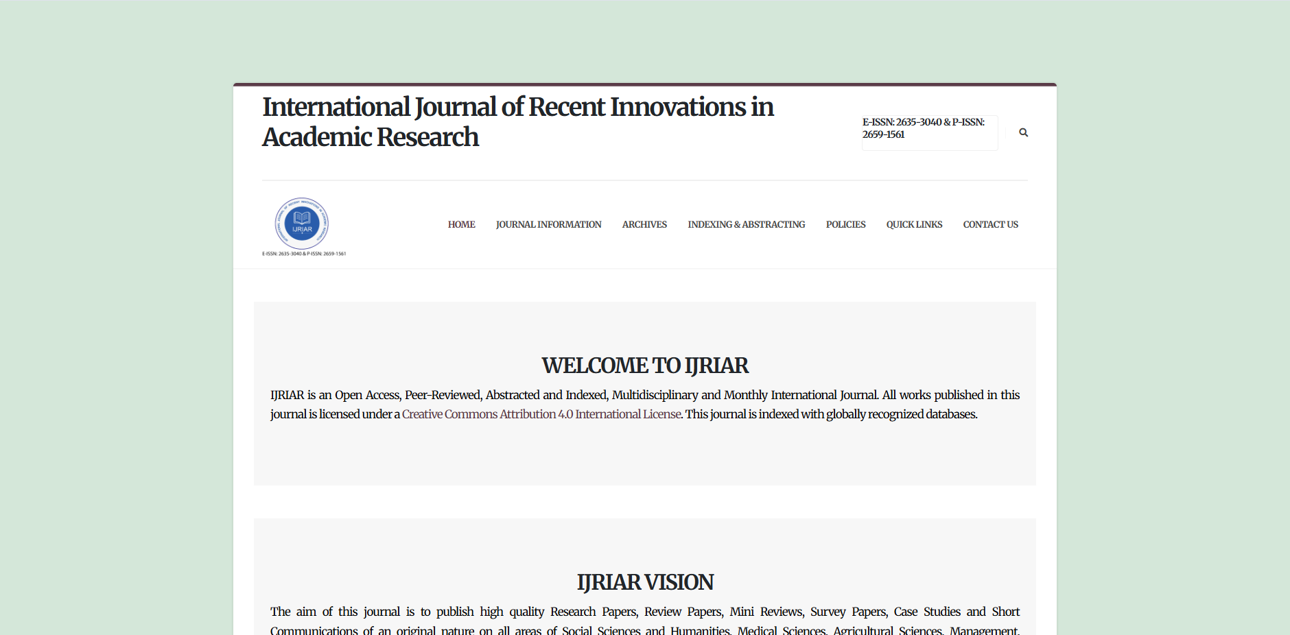 IJRIAR Journal OJS Integration